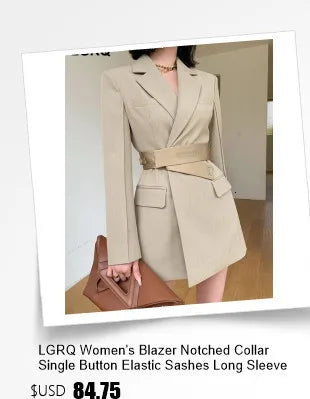 LGRQ Solid Spliced Diamonds Casual Elegant Blazers Women V Neck Long Sleeve Patchwork Button Blazer Female Fashion Style 19Z2567