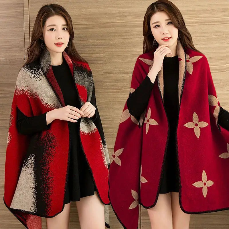 Luxury Shawl Women's Outer Wear Thickened Cashmere High-end Autumn and Winter Scarf Dual-use 2023 New Cloak Cloak Coat