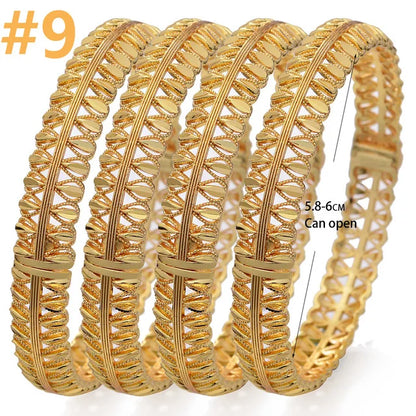 Moroccan Gold Color Bangles  For Women Men Arabic Ethnic Wedding Little Bit Bracelet Jewelry Dubai Bangles Family Gift