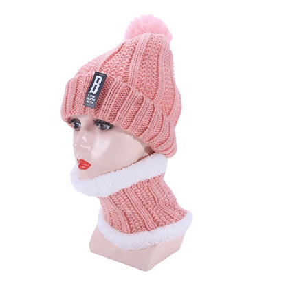 Warm Winter Skullies Beanies Knitted Hat Women Brand High Quality Winter Women Ball Ski Wool Fur Hat Pompoms Hats Knitted Scarf