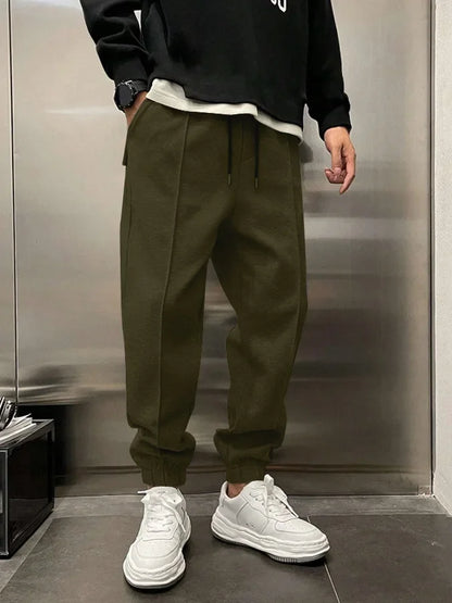 2024 Spring Autumn Men Casual Pants Solid Color Male Loose Drawstring Sweatpants Elastic Waist Gym Training Jogging Trousers