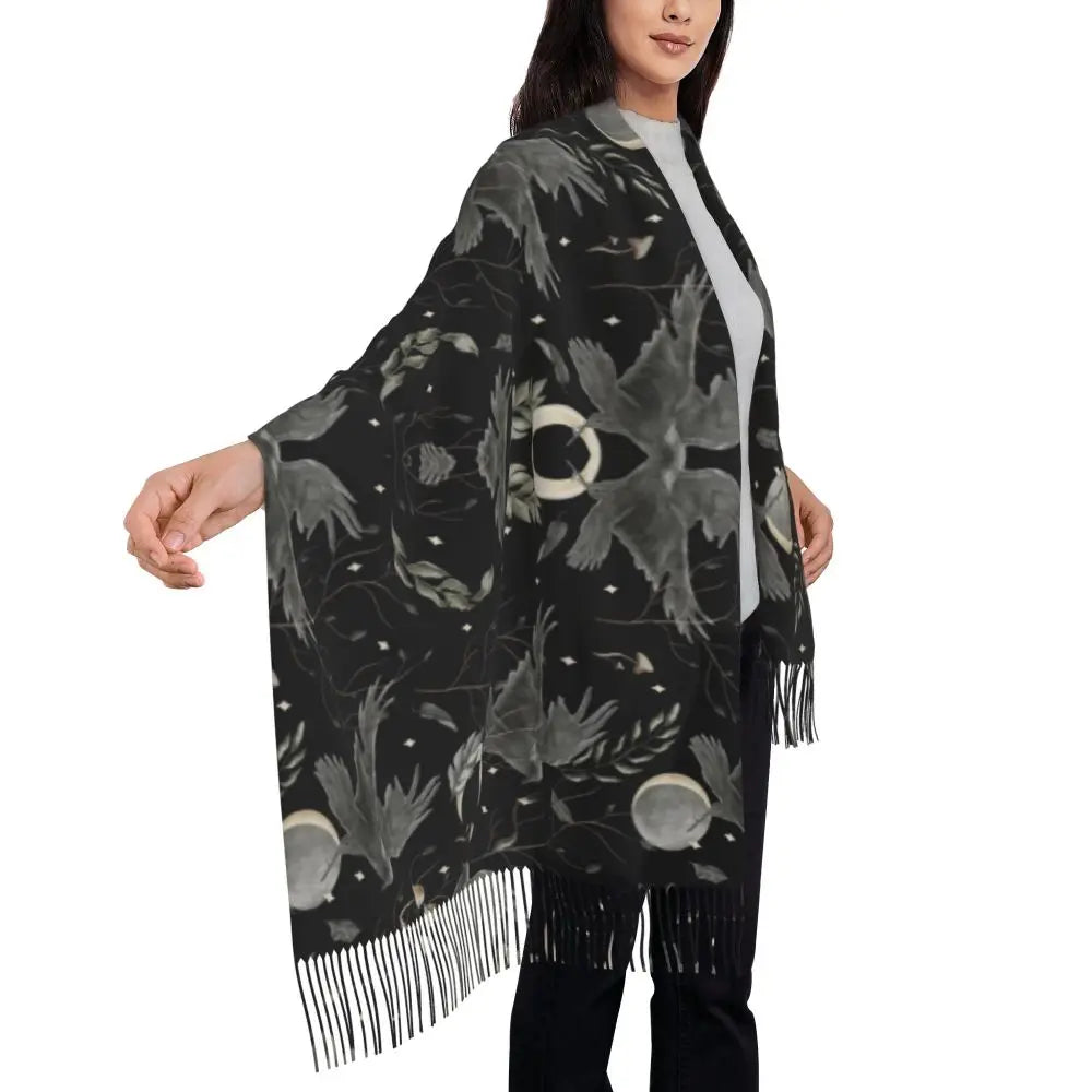 Printed The Major Arcana Of Tarot Vintage Patchwork Scarf Men Women Winter Fall Warm Scarves Occult Witch Spiritual Shawl Wrap