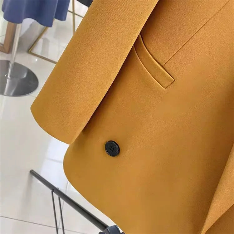 New Oversize Blazer Women Elegant Office Ladies Long Sleeve Tops Double Breasted Blazer Mujer Spring Casual Suit Jackets Femme