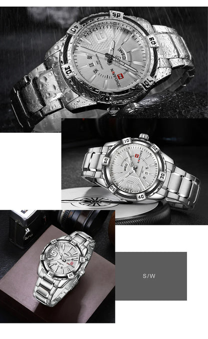 NAVIFORCE NF9117 Luxury Brand Men's WristWatch Original Fashion Quartz Classic Watches  Men Waterproof Business Steel Band