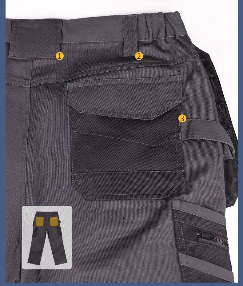 Multi-pocket Cargo Trousers Men's Wear-resistant Elastic Waist Loose Workwear Outdoor Rock Climbing Fishing Casual Trousers Male